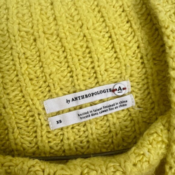 Anthropologie Yellow Sweater Funnel Neck Mock Neck Size XS (Fits like a Small/Me - Picture 4 of 6